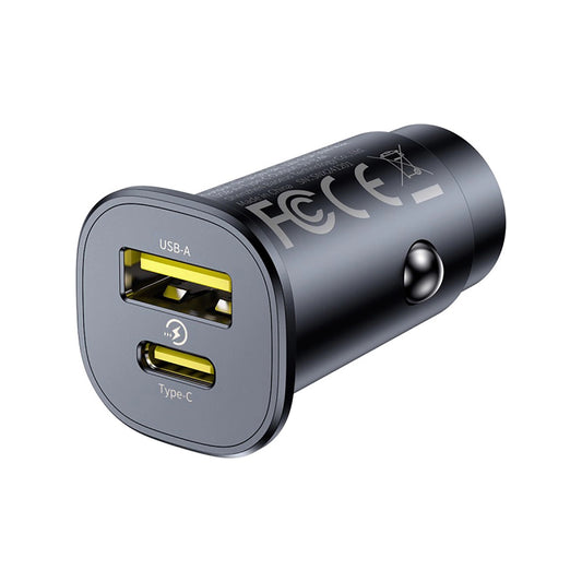 Incarcator Auto Baseus GoTrip, 30W, 3A, 1 x USB-A - 1 x USB-C, Negru