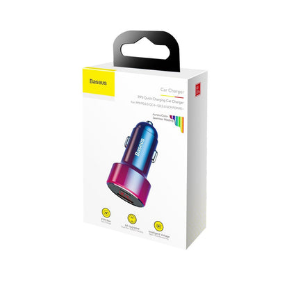 Incarcator Auto Baseus Magic Display Series, 45W, 5A, 1 x USB-A - 1 x USB-C, Multicolor CCMLC20C-09