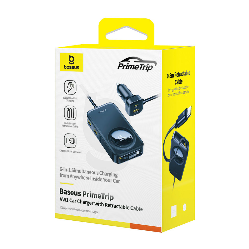 Incarcator Auto Baseus PrimeTrip VW1, 105W, 3A, 3 x USB-A - 2 x USB-C, Negru C00069000121-00
