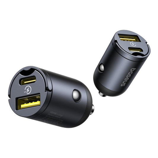 Incarcator Auto Baseus Tiny Star, 30W, 3A, 1 x USB-A - 1 x USB-C, Negru C00035001121-02