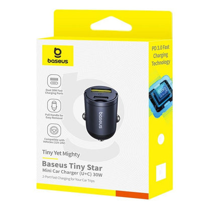 Incarcator Auto Baseus Tiny Star, 30W, 3A, 1 x USB-A - 1 x USB-C, Negru C00035001121-02
