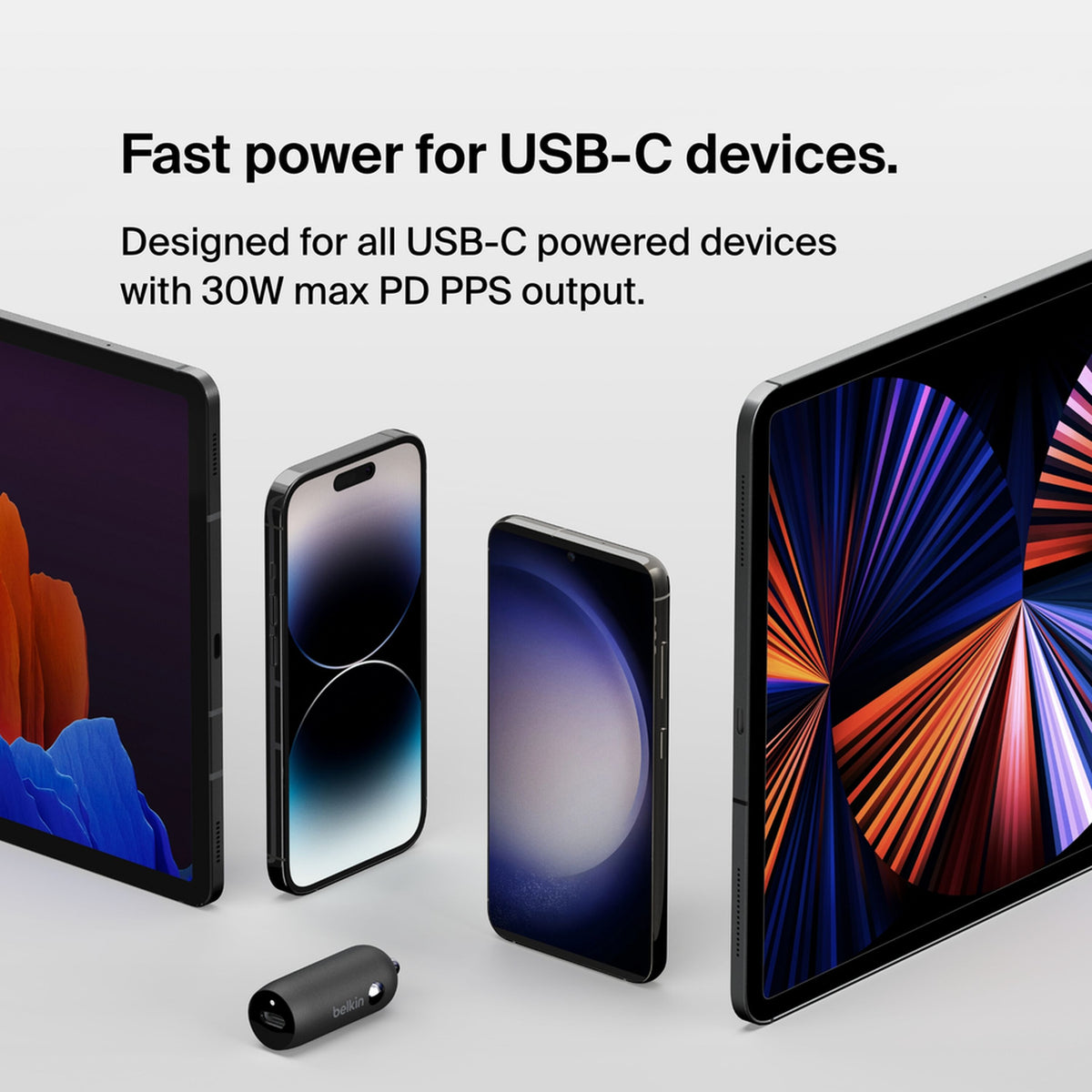 Incarcator Auto Belkin BoostCharge, 30W, 3A, 1 x USB-C, Negru CCA004btBK
