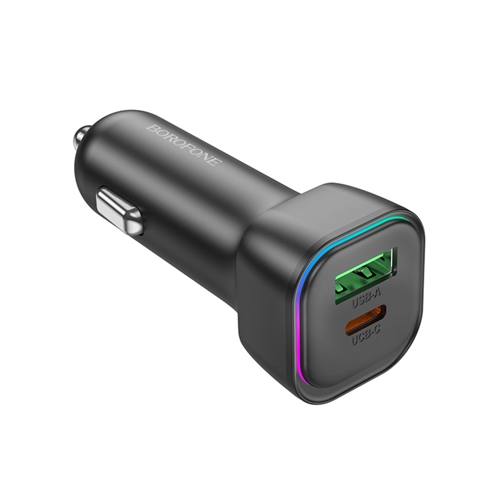 Incarcator Auto Borofone BZ28A Trophie, 30W, 3A, 1 x USB-A - 1 x USB-C, Negru