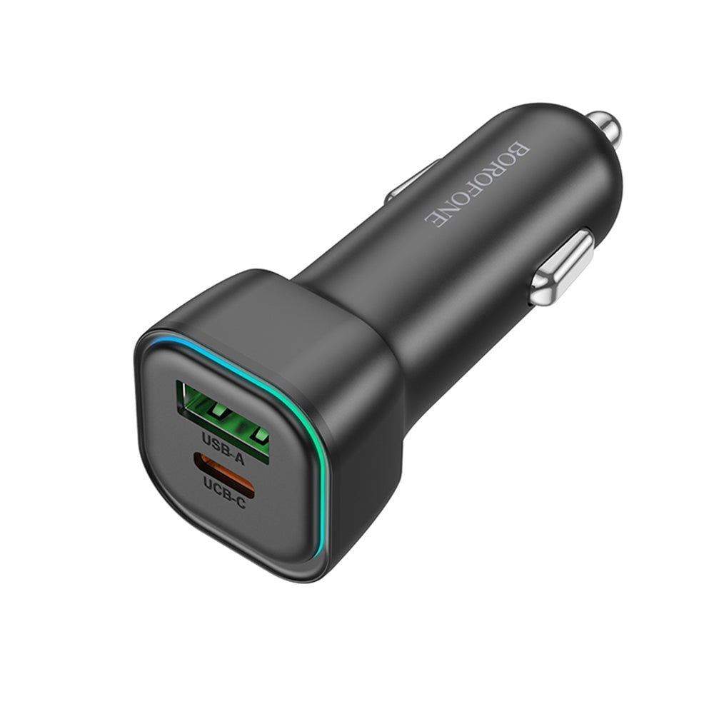 Incarcator Auto Borofone BZ28A Trophie, 30W, 3A, 1 x USB-A - 1 x USB-C, Negru