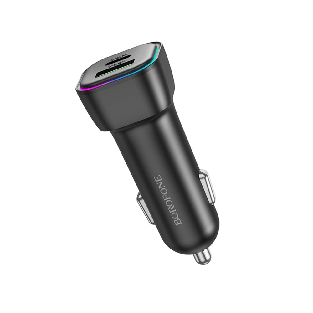 Incarcator Auto Borofone BZ28A Trophie, 30W, 3A, 1 x USB-A - 1 x USB-C, Negru