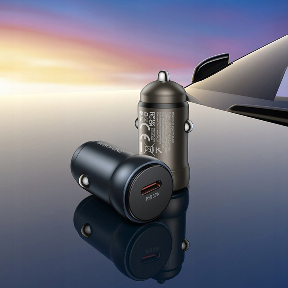 Incarcator Auto Borofone BZ32 Fresh, 30W, 3A, 1 x USB-C, Gri