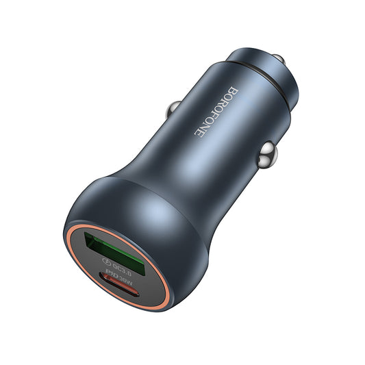 Incarcator Auto Borofone BZ32B Fresh, 48W, 3A, 1 x USB-A - 1 x USB-C, Gri