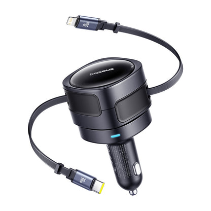 Incarcator Auto Cu Cablu USB-C / Lightning Baseus Enjoyment Max, 60W, 3A, Negru C00035507121-00