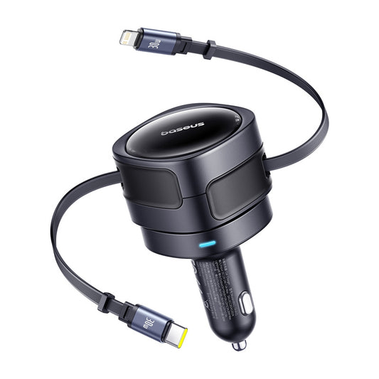 Incarcator Auto Cu Cablu USB-C / Lightning Baseus Enjoyment Max, 60W, 3A, Negru C00035507121-00