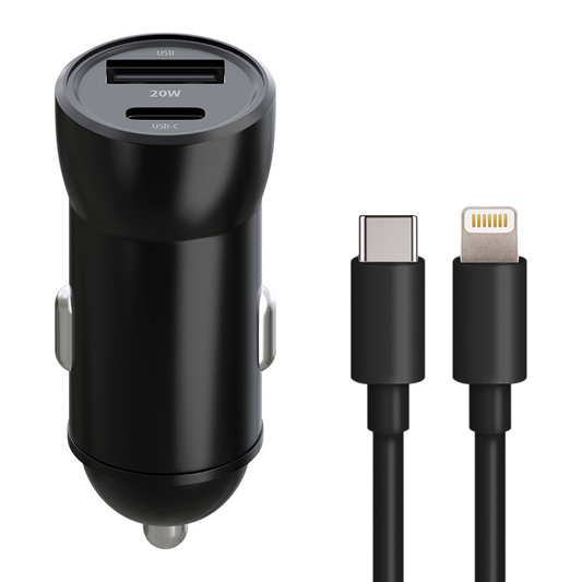 Incarcator Auto Cu Cablu Lightning MaXlife MXCC-04, 20W, 3A, 1 x USB-A - 1 x USB-C, Negru