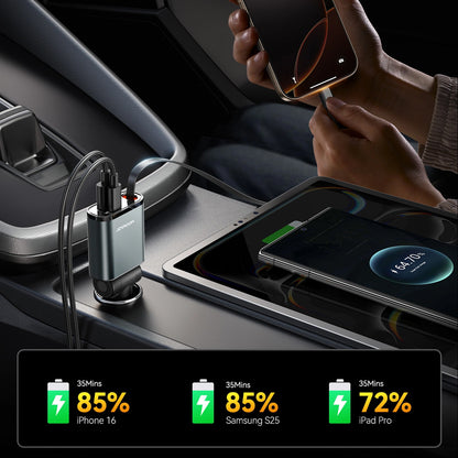 Incarcator Auto Cu Cablu USB-C Joyroom JR-CCL07, 30W, 3A, 1 x USB-A - 1 x USB-C, Gri