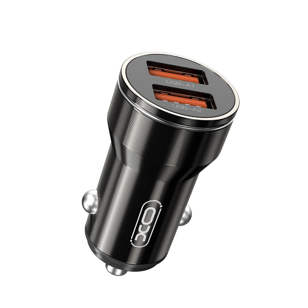 Incarcator Auto Cu Cablu USB-C XO Design CC48, 12W, 2.4A, 2 x USB-A, Gri