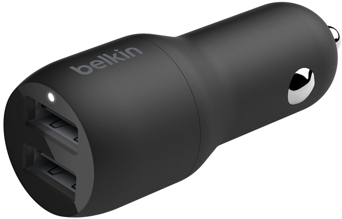 Incarcator Auto Cu Cablu USB-C Belkin BoostCharge Dual, 24W, 2.4A, 2 x USB-A, Negru CCE001bt1MBK