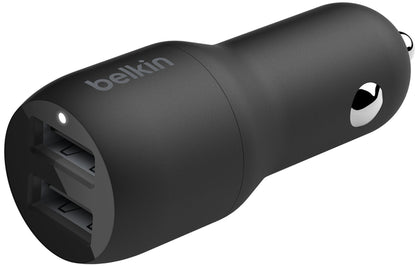 Incarcator Auto Cu Cablu USB-C Belkin BoostCharge Dual, 24W, 2.4A, 2 x USB-A, Negru CCE001bt1MBK