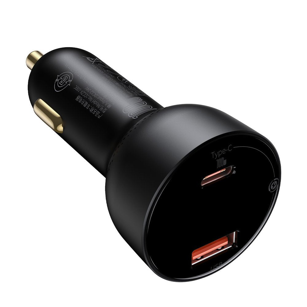 Incarcator Auto Cu Cablu USB-C Baseus Superme, 100W, 5A, 1 x USB-A - 1 x USB-C, Negru TZCCZX-01