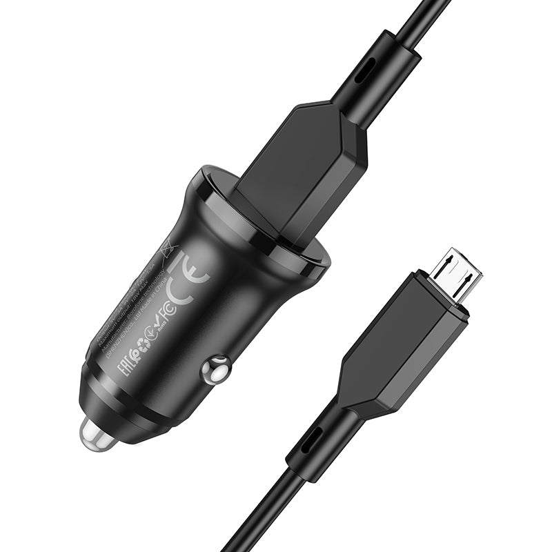 Incarcator Auto Cu Cablu microUSB Borofone BZ18, 18W, 3A, 1 x USB-A, Negru