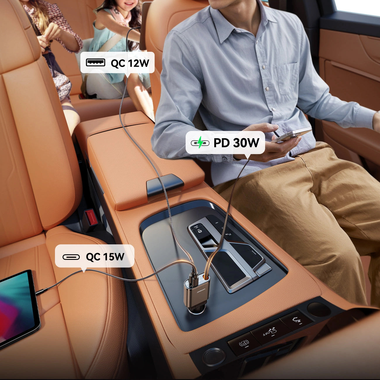 Incarcator Auto Cu Cablu USB-C Joyroom JR-CCL07, 30W, 3A, 1 x USB-A - 1 x USB-C, Gri