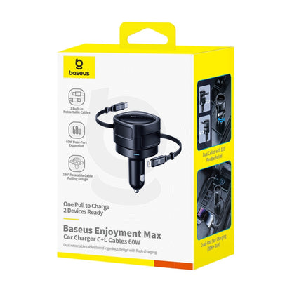 Incarcator Auto Cu Cablu USB-C / Lightning Baseus Enjoyment Max, 60W, 3A, Negru C00035507121-00
