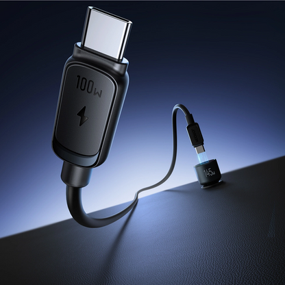 Incarcator Auto Cu Cablu USB-C Joyroom JR-CCN07, 145W, 5A, 1 x USB-A - 2 x USB-C, Gri