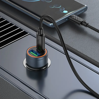 Incarcator Auto Cu Cablu USB-C HOCO Z57A, 30W, 3A, 1 x USB-A - 1 x USB-C, Gri