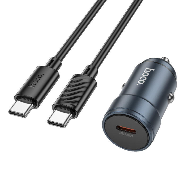 Incarcator Auto Cu Cablu USB-C HOCO Z57, 30W, 3A, 1 x USB-C, Gri