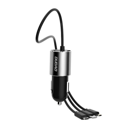 Incarcator Auto Cu Cablu Lightning / microUSB / USB-C Dudao R5ProN, 17W, 3.4A, 1 x USB-A, Negru