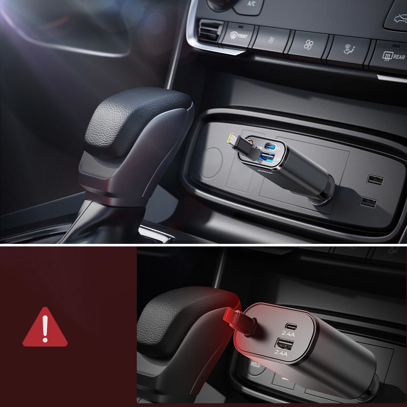 Incarcator Auto Cu Cablu USB-C Joyroom JR-CCL07, 30W, 3A, 1 x USB-A - 1 x USB-C, Gri