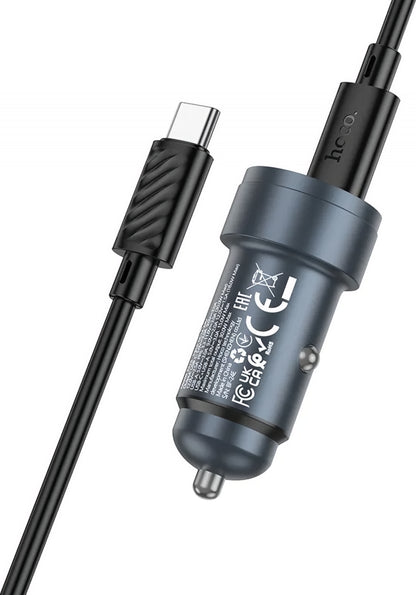 Incarcator Auto Cu Cablu USB-C HOCO Z57A, 30W, 3A, 1 x USB-A - 1 x USB-C, Gri