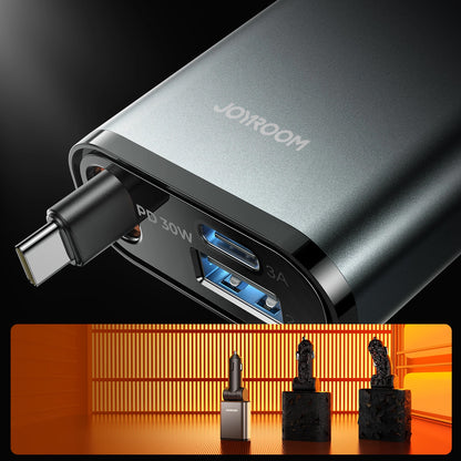 Incarcator Auto Cu Cablu USB-C Joyroom JR-CCL07, 30W, 3A, 1 x USB-A - 1 x USB-C, Gri