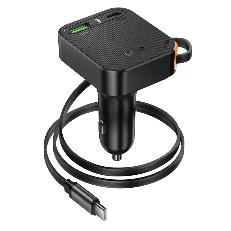 Incarcator Auto Cu Cablu USB-C HOCO NZ18, 65W, 3A, 1 x USB-A - 1 x USB-C, Negru