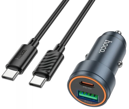 Incarcator Auto Cu Cablu USB-C HOCO Z57A, 30W, 3A, 1 x USB-A - 1 x USB-C, Gri