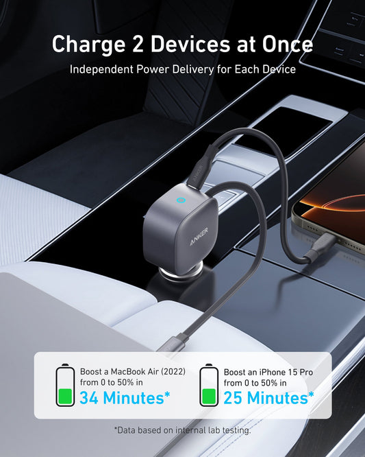 Incarcator Auto Cu Cablu USB-C Anker Nano, 75W, 3A, 1 x USB-C, Gri A2738HA2