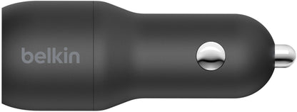 Incarcator Auto Cu Cablu USB-C Belkin BoostCharge Dual, 24W, 2.4A, 2 x USB-A, Negru CCE001bt1MBK
