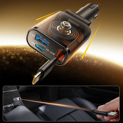 Incarcator Auto Cu Cablu USB-C Joyroom JR-CCL07, 30W, 3A, 1 x USB-A - 1 x USB-C, Gri