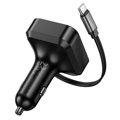 Incarcator Auto Cu Cablu USB-C HOCO NZ18, 65W, 3A, 1 x USB-A - 1 x USB-C, Negru
