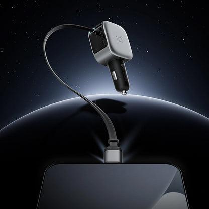Incarcator Auto Cu Cablu USB-C Cuktech CC903P Display, 100W, 5A, 1 x USB-A - 1 x USB-C, Gri
