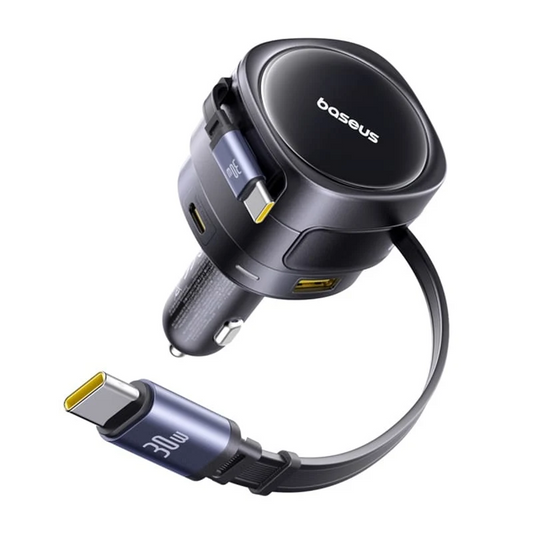 Incarcator Auto Cu Cablu USB-C Baseus Enjoyment Max, 90W, 1 x USB-A - 1 x USB-C, Negru C00035507121-03