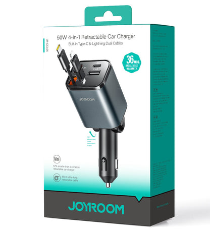 Incarcator Auto Cu Cablu USB-C / Lightning Joyroom JR-CCL05, 30W, 3A, 1 x USB-A - 1 x USB-C, Gri