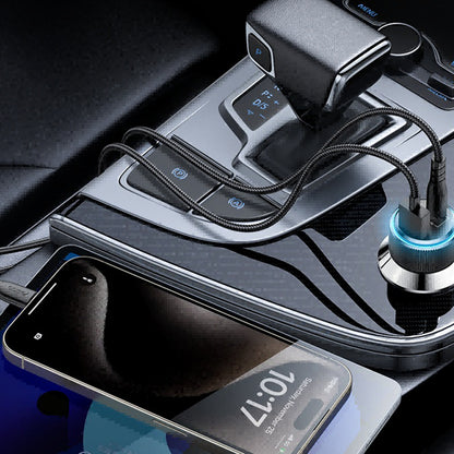 Incarcator Auto Cu Cablu Lightning Yesido Y60, 38W, 3A, 1 x USB-A - 2 x USB-C, Negru