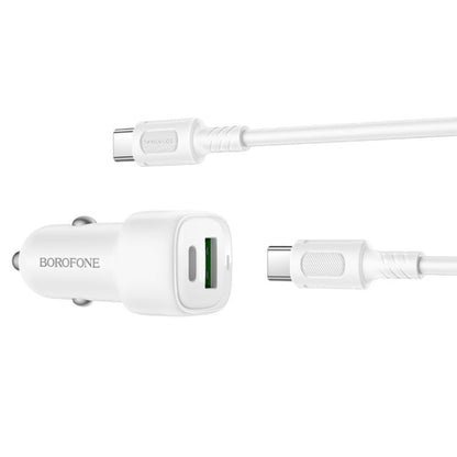 Incarcator Auto Cu Cablu USB-C Borofone BZ34B Cloud, 20W, 3A, 1 x USB-A - 1 x USB-C, Alb