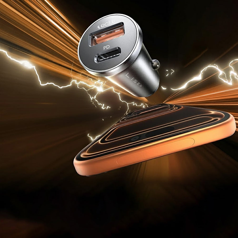 Incarcator Auto Cu Cablu USB-C / Lightning Lisen, 48W, 3A, 1 x USB-A - 1 x USB-C, Negru YL0223080035