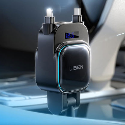 Incarcator Auto Cu Cablu USB-C / Lightning Lisen Display, 96W, 3A, 1 x USB-A - 1 x USB-C, Negru YL0224080017