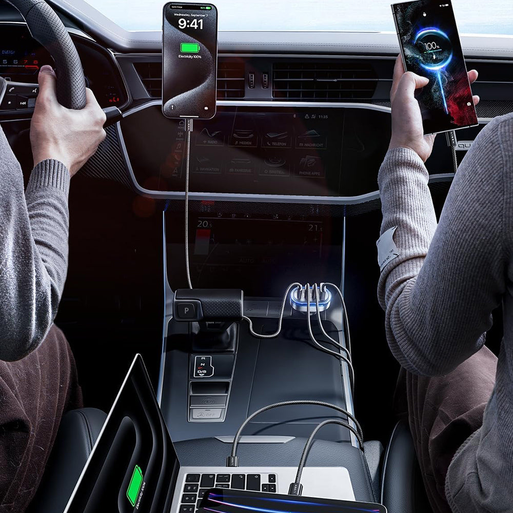 Incarcator Auto Cu Cablu USB-C Lisen, 101W, 3.25A, 1 x USB-A - 3 x USB-C, Negru YL0223120021