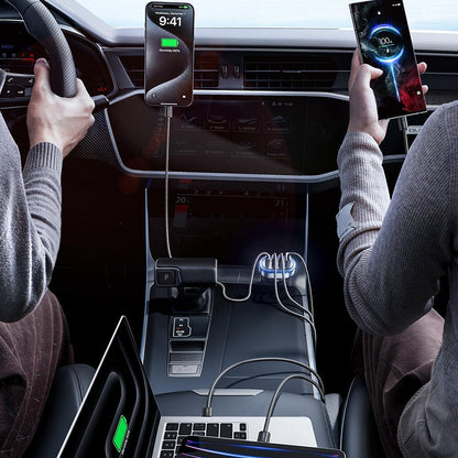 Incarcator Auto Cu Cablu USB-C Lisen, 101W, 3.25A, 1 x USB-A - 3 x USB-C, Negru YL0223120021