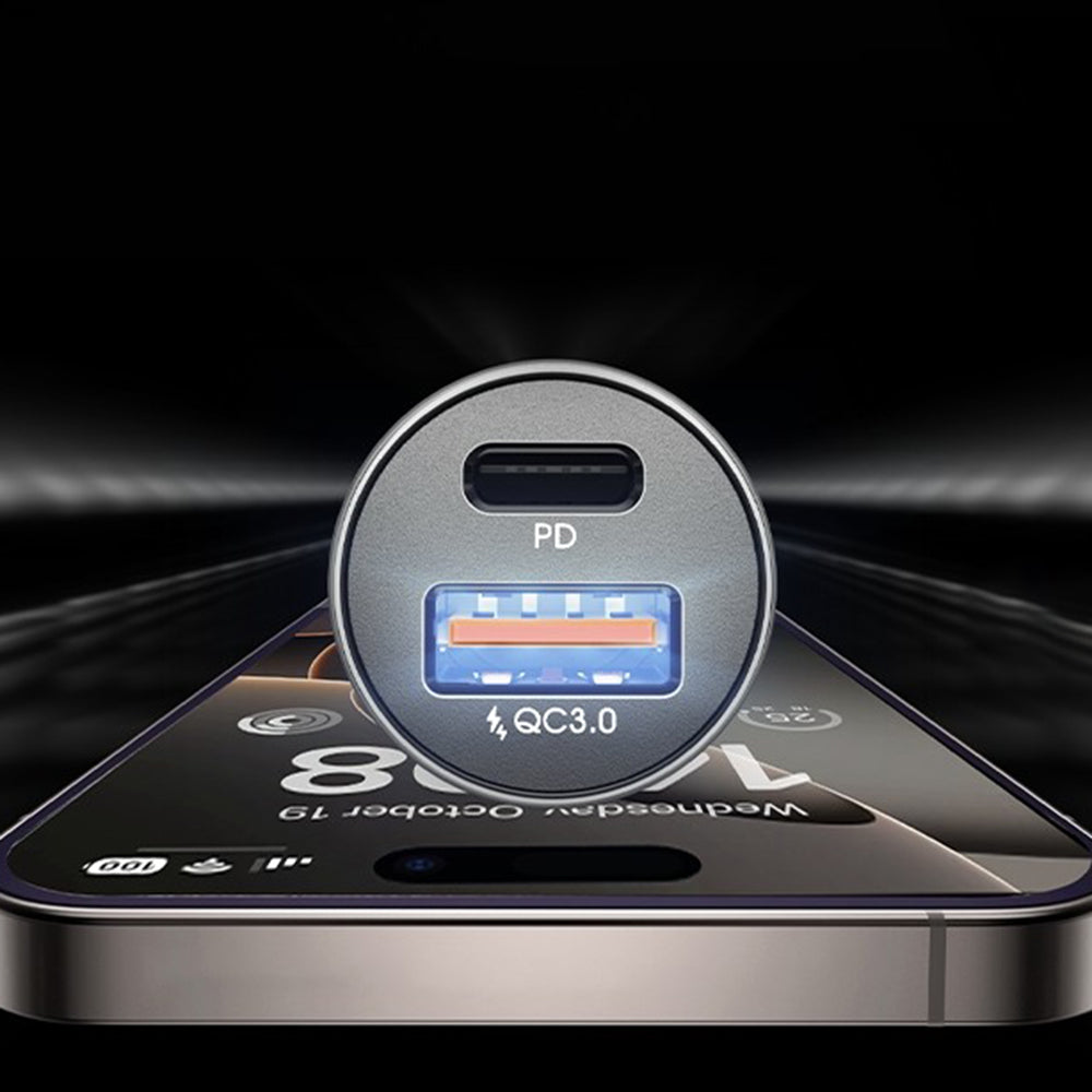 Incarcator Auto Cu Cablu USB-C Lisen, 51W, 3A, 1 x USB-A - 1 x USB-C, Negru Bleumarin YL0223080047