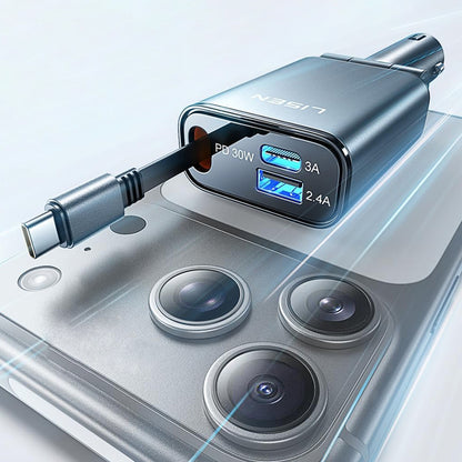 Incarcator Auto Cu Cablu USB-C Lisen, 57W, 3A, 1 x USB-A - 1 x USB-C, Negru YL0325010016