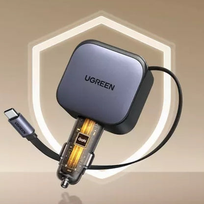 Incarcator Auto Cu Cablu USB-C UGREEN EC603, 90W, 3A, 1 x USB-A - 1 x USB-C, Gri