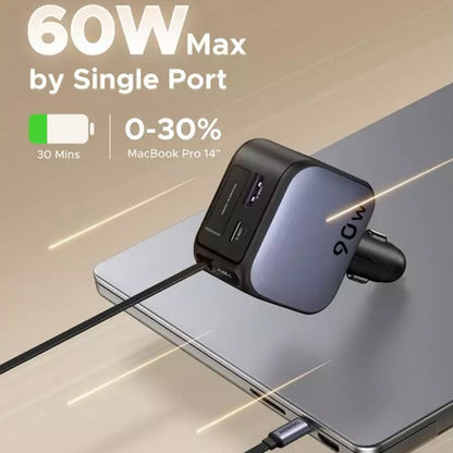 Incarcator Auto Cu Cablu USB-C UGREEN EC603, 90W, 3A, 1 x USB-A - 1 x USB-C, Gri
