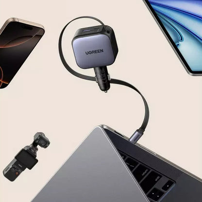 Incarcator Auto Cu Cablu USB-C UGREEN EC603, 90W, 3A, 1 x USB-A - 1 x USB-C, Gri