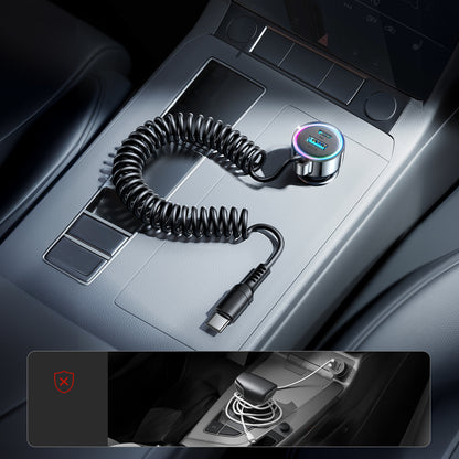 Incarcator Auto Cu Fir USB-C Joyroom JR-CL07, 90W, 3A, 1 x USB-A - 1 x USB-C, Negru